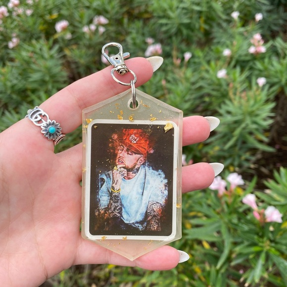Mac Miller Tiny Desk Concert Cartoon & Gold Flakes Keychain Bag Charm Resin Art - Picture 9 of 11